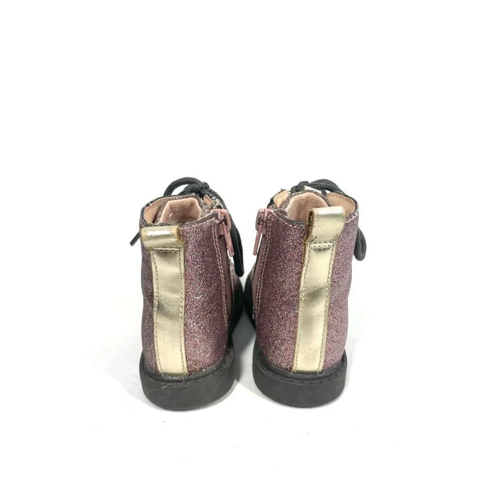 Carter’s ZOLA Pink Glitter Multi Lace Up Zip Combat Boots Toddler Girls Size 5